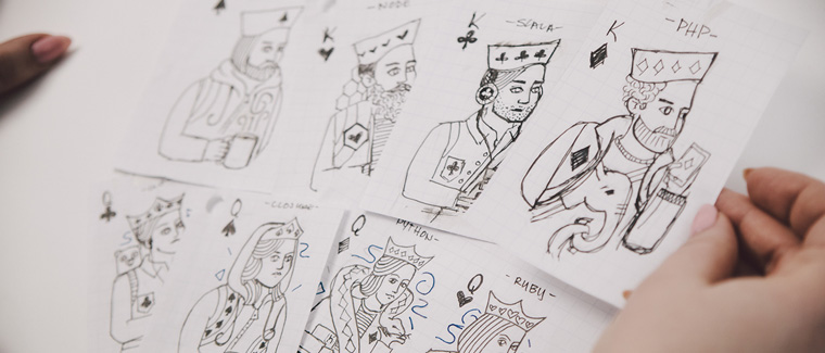 Sketching the kings for the Heroku cards